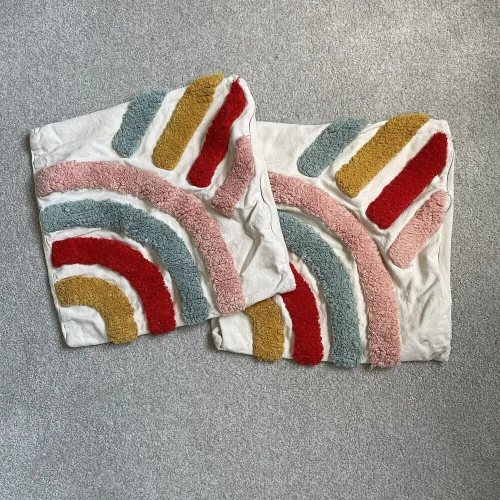Pillowcase Set Multicolor Rainbow Pattern Set of 2 Size 12